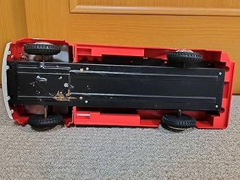 野村トーイ•新工社？ダブルネーム　電動　FIRE CHIEF CAR 動作品 Amazon.co.jp: 稀少 旗振り連動 FIRE ENGINE 消防車 ブリキ製